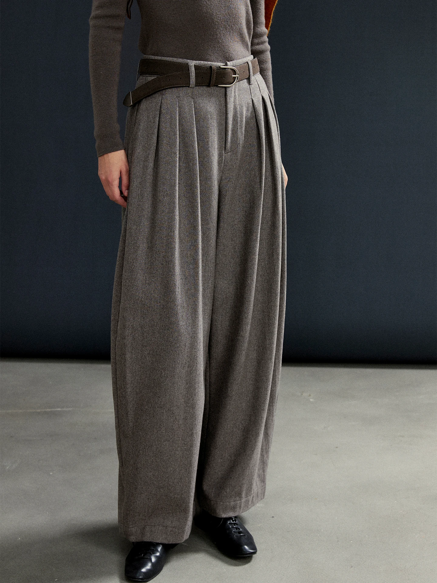 

Moofeel Wool Wide Leg Pants Pleated Commute ay Suit Trousers High Waist Straight Cut Long Length Autumn Winter New Arrival