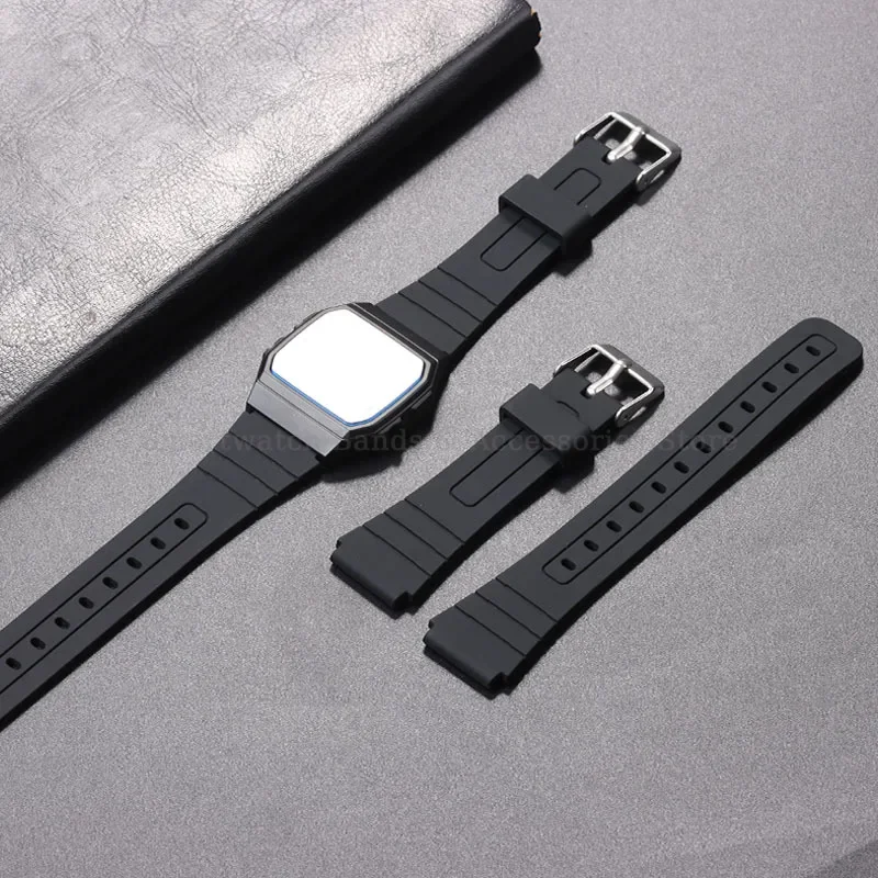 Rubber Soft Watch Strap 18mm for Casio F91W F84 A158/168/108/F105 AE1200/1300 W800H SGW400 Men Silicone Wrist Band Accessories