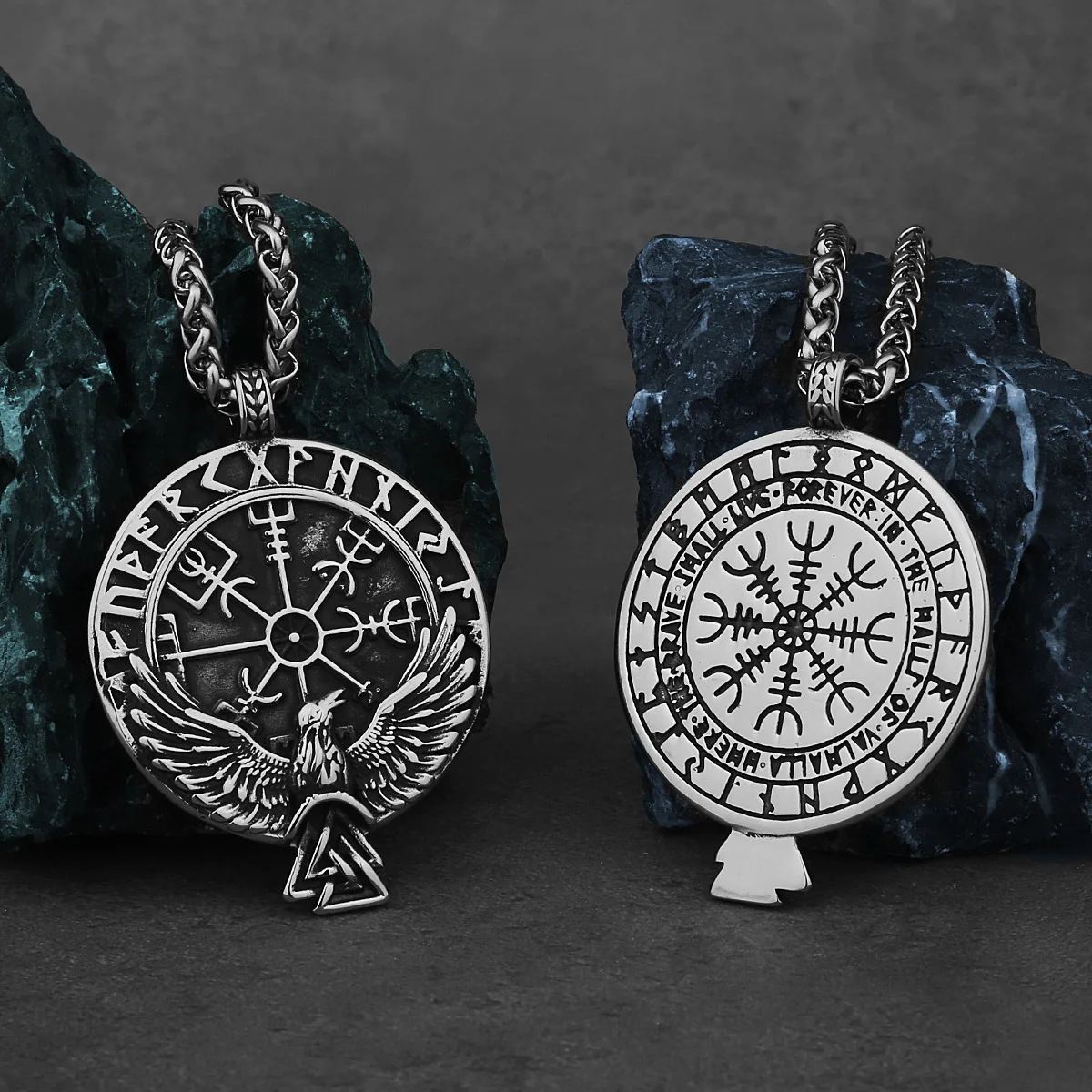 YQ 316L Edelstahl Viking Rune Crow Anhänger Kette Halskette Für Männer Schmuck Zubehör – Detail 3
