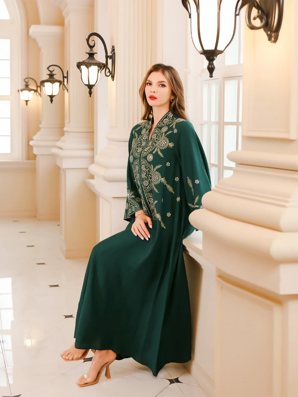 Loose Maxi Dresses for Women, Muslim Abaya, Embroidered Robe, Saudi Arabia, African, Spring, Autumn, SMT021