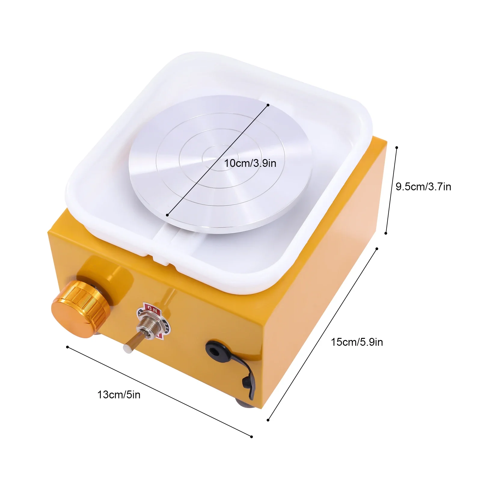 Mini Pot Disk Seti Pot Tekerleği Elektrikli 2000 rpm, Okul Hobi Yaratıcılık El Sanatları İçin 8 Aletli Seramik Makinesi (Sarı)