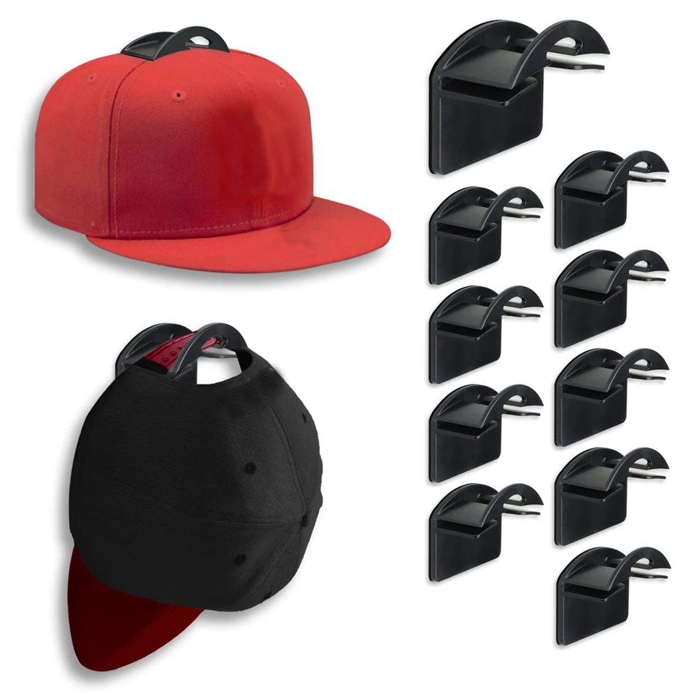 10Pcs Hat Holder Sticky Wall Mount Hook For Baseball Cap Casual Hat Storage Box No Drilling Paste Portable Hat Hanger