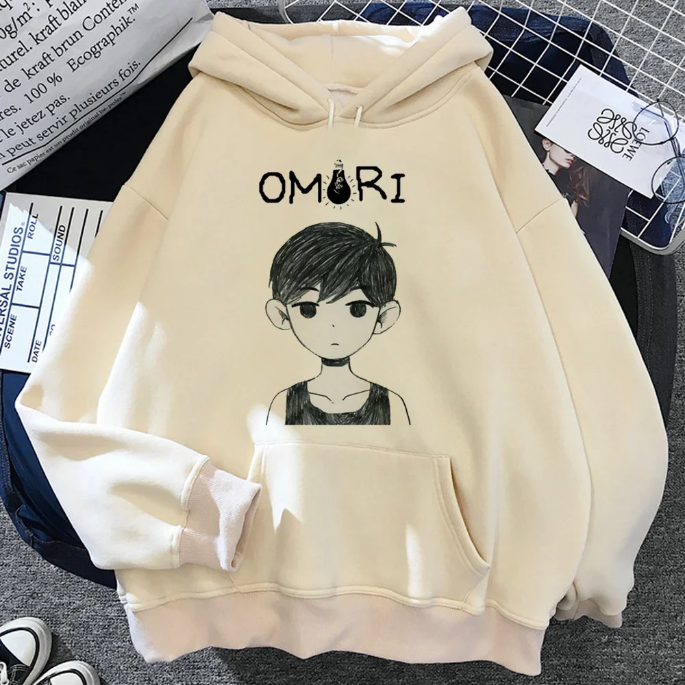 Omori estética velo Hoodies das mulheres, Harajuku moletom, Y2K treino, Streetwear feminino, camisa com capuz