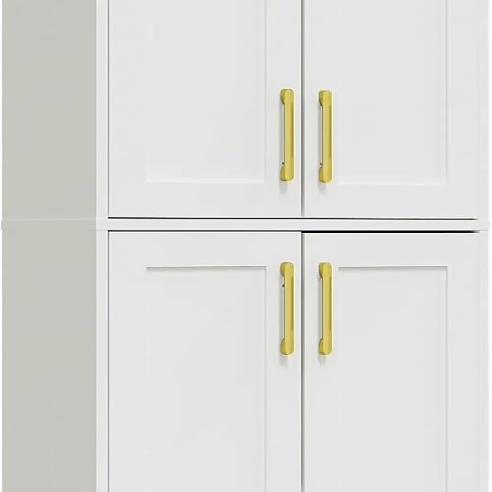 

Шкаф для хранения, кухонная кладовая с дверцами и полкой, высокий шкаф для хранения вещей для ванной комнаты, гостиной, прихожей, белый