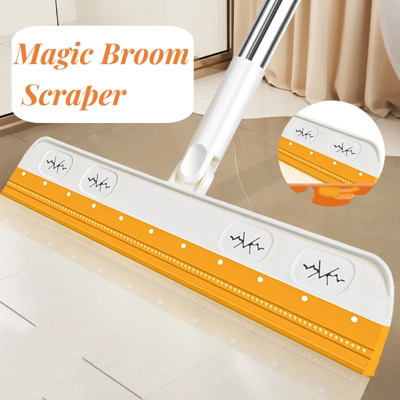 1pc Magic Sweeper Dustless Scraper Sweep Bathroom Silicone Squeegee Sweeper Bathroom Glass Scraper Black Tech Floor Scraper