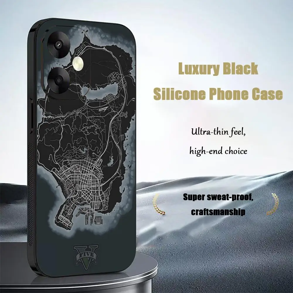 G-GtA 5 R-star Popular Game Phone Case For Xiaomi Redmi Note 13,12,11, 10 Pro Plus S,  5G, 12S, Luxury Soft Black Phone Cover