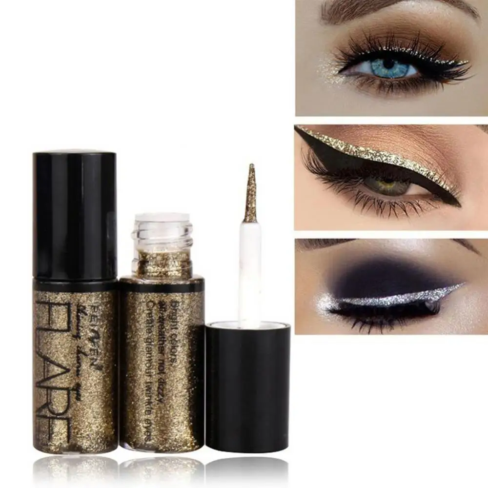 Eye Makeup Sweat proof Waterproof Portable Glitter Liquid Eyeliner Shiny Eyeshadow 3 5g Sequins Metallic Smoky Eyes