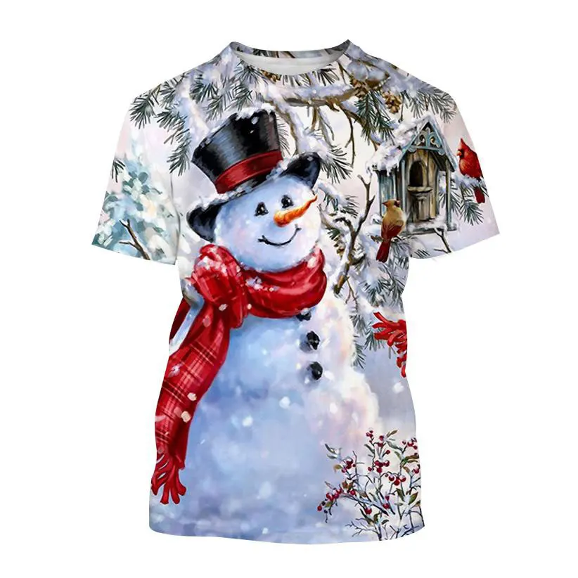 Christmas Snowman 3D Printed Boy T-shirt Fashion Trends Casual Holiday Party Creative Unisex Short Sleeve Personality Quality To