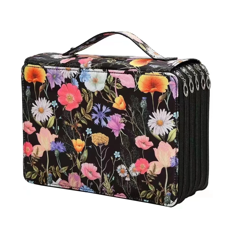 Estuche para lápices con flores de colores para estudiantes, bolsa para lápices con 200/252 agujeros, cortina creativa, dibujo multifuncional de gran capacidad