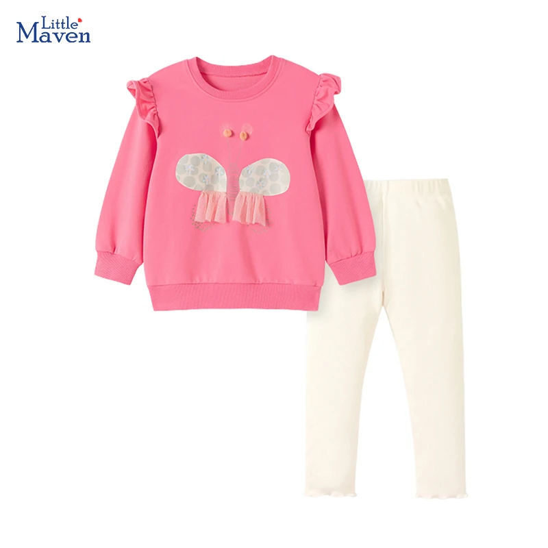 

Little maven Cute Kids Suit Baby Girl Butterfly Sweatershirts+Leggings Princess Top Bottom Sets Children's Clothing Girl Outfits