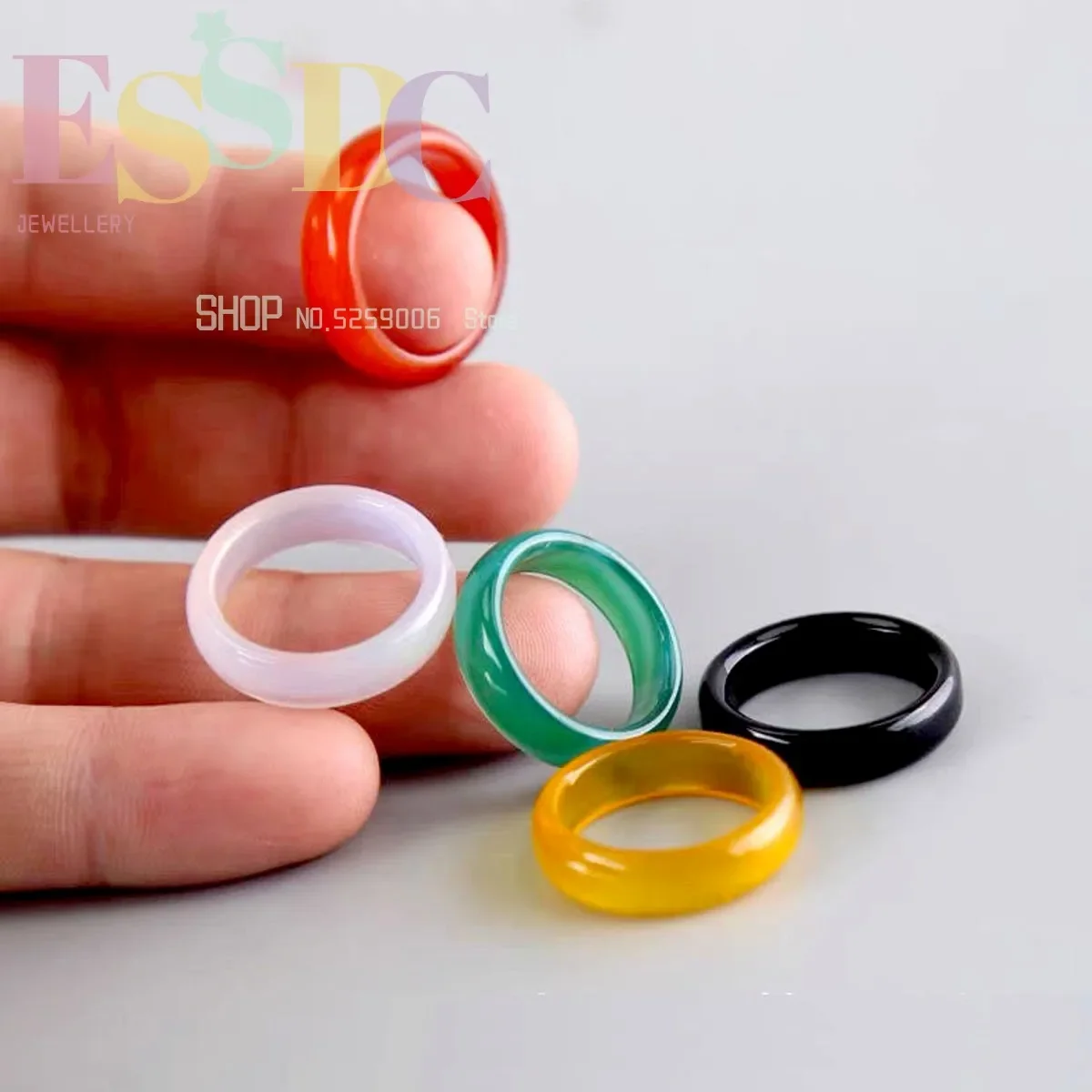 Dropshipping Center Wholesale Beauty Natural Finger  Agate Round Rings Unisex High Quality Wedding Bands New Fine Jewelry Gift