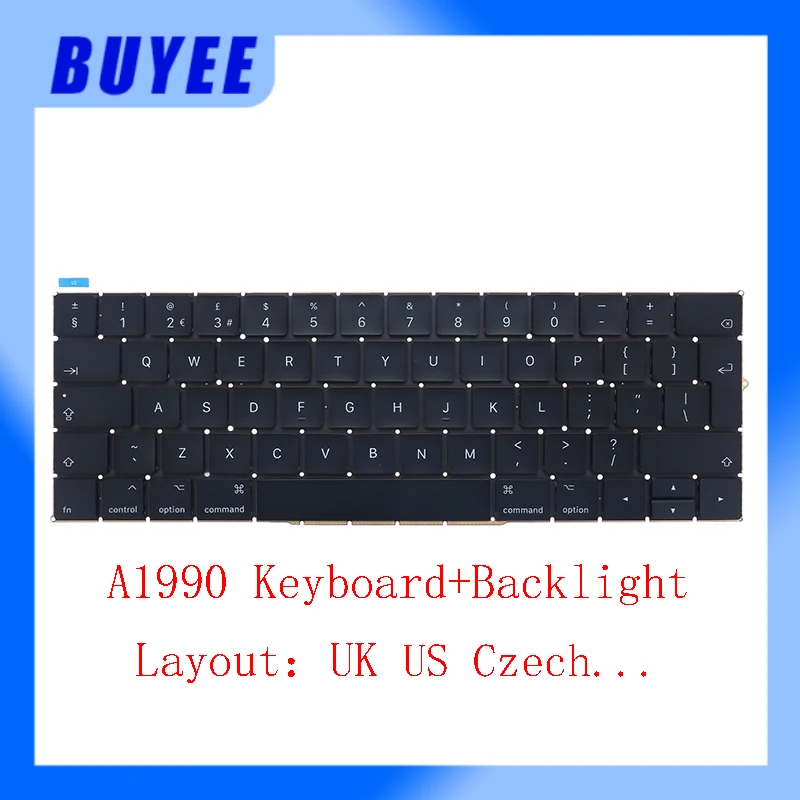 Orginal A1990 A1989 UK Czech Keyboard For Macbook Pro A1989 A1990 Keyboard With Backlight 2018 Year Replacement