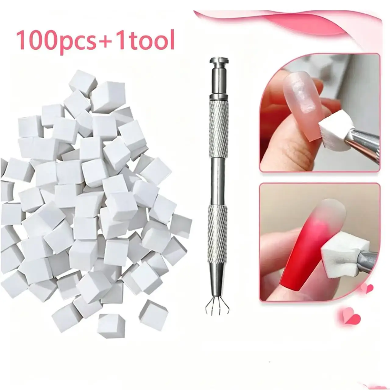 100 Stück Nagelkunst-Schwämme mit 1 Greifstift-Set, Maniküre DIY Kreatives Nagelschwamm-Greifwerkzeug, Schwamm für Farbverlauf, Nagelkunst-Werkzeuge