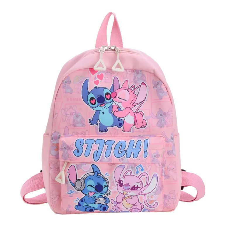 Mochila de dibujos animados de Ángel de Disney Stitch, mochila básica para hombres y mujeres para estudiantes de escuela primaria, regalo de regreso a la escuela para niños de Anime