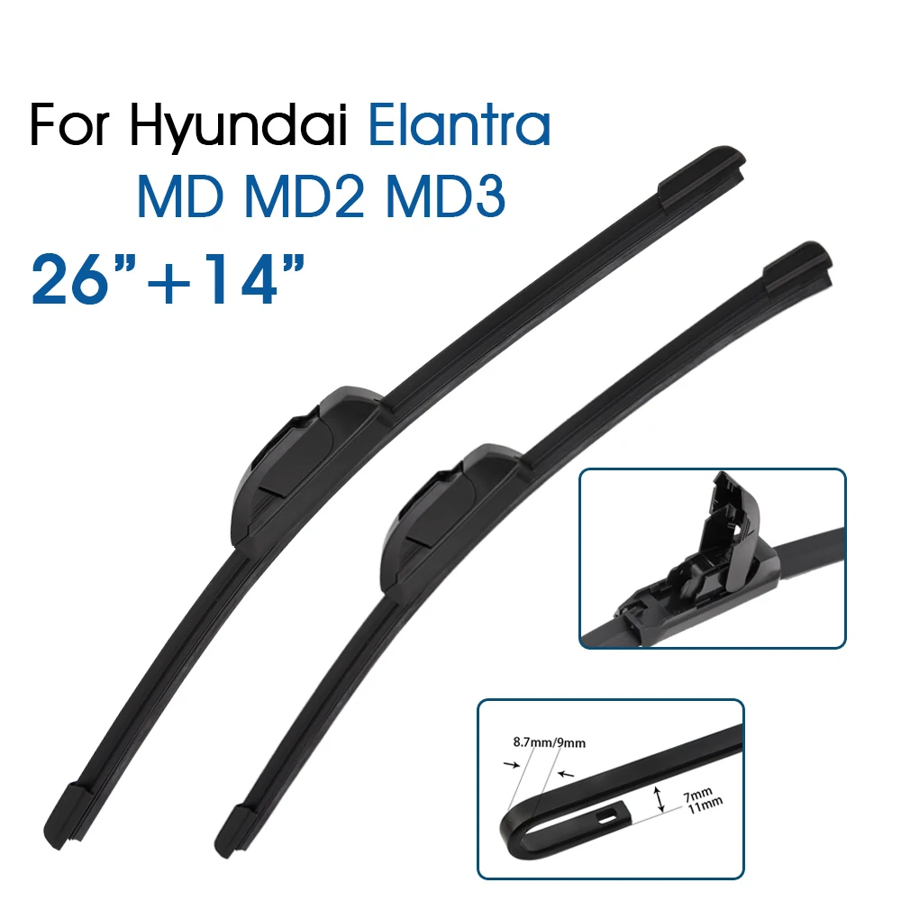 

BROSHOO Car Front Window Windscreen Windshield Wiper Blades 26"+14" For Hyundai Elantra MD MD2 MD3 2011-2015 Auto Accessories
