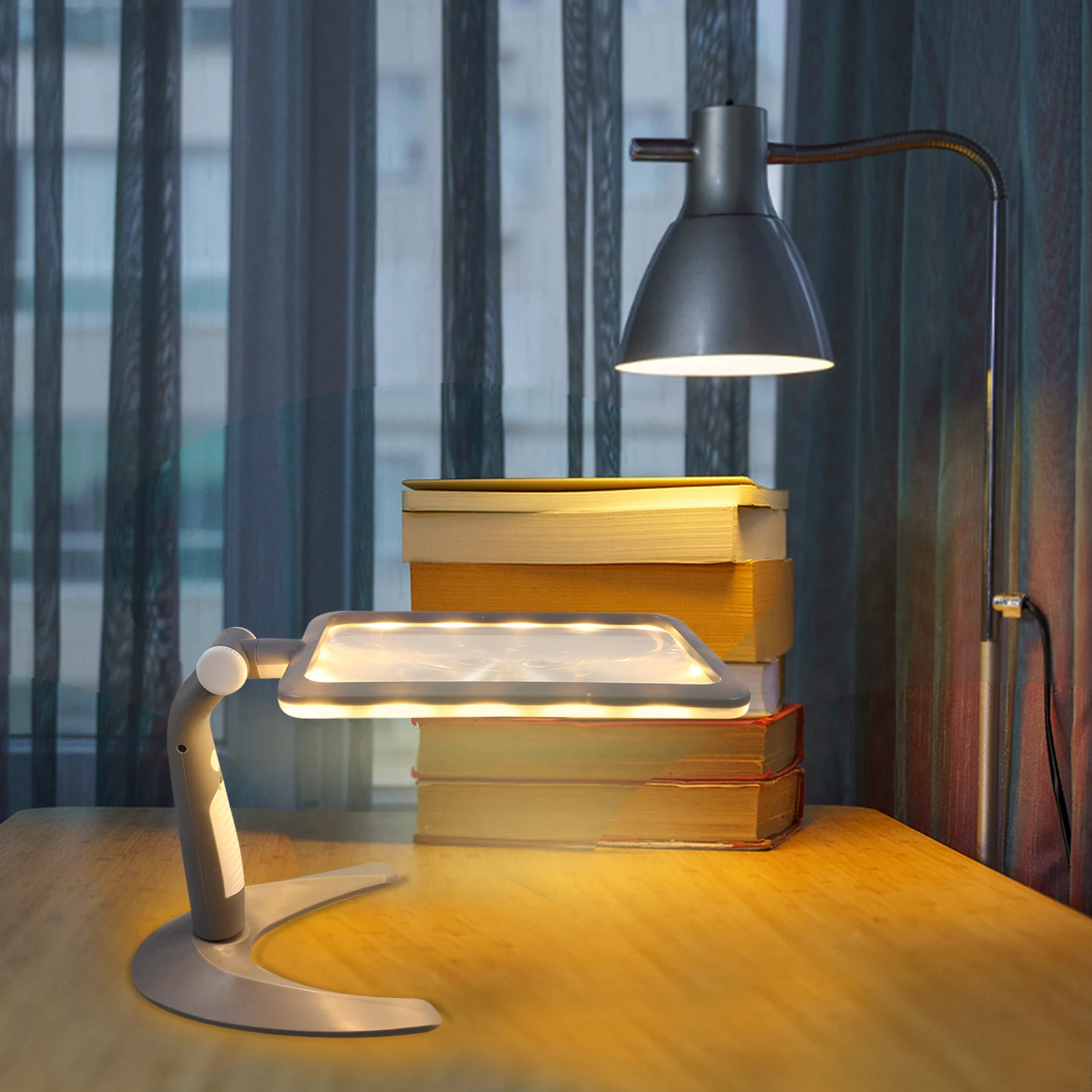 

48pcs Led Magnifier For Reading Books Handheld Lighted Magnifying Glass Desktop Portable Illuminated Seniors Lightweight