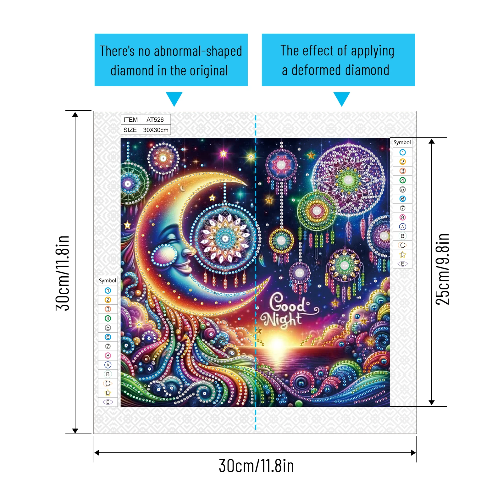DIY Colorful Moon 5D Special Shape Diamond Art Kits for Beginners,Diamond Art Painting Kits for Home Wall Decoration Gift