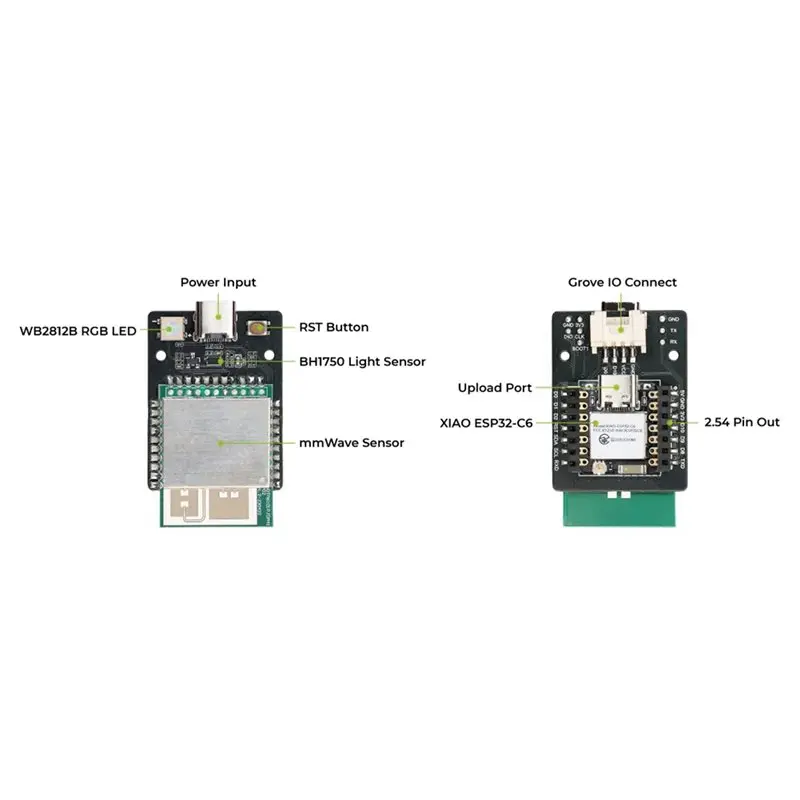 FULL-Esphome, Home Assistant Compatible XIAO ESP32C6 60Ghz Mmwave Sensor MR60BHA2, Breathing Heartbeat Detection Module