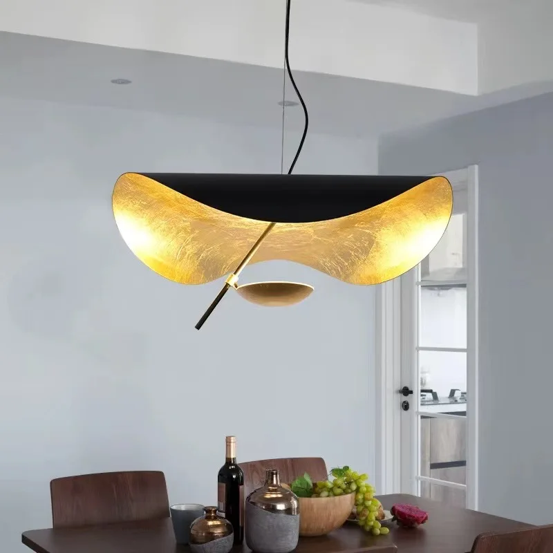 

Lotus leaf LED modern Nordic personality fashion dining room chandelier simple flying saucer creative chandelier light luxury