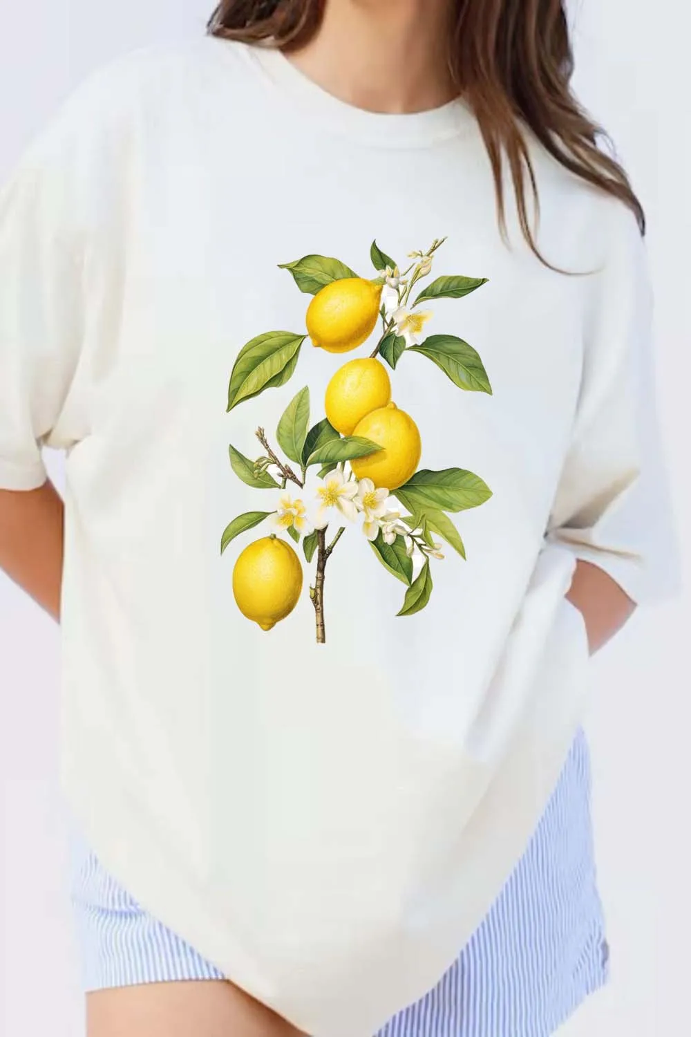 

Cute Lemon Fruit Print Women T-Shirt Summer Fashion Vintage Cottagecore Clothes Women Retro Aesthetic T-Shirts Female Tee