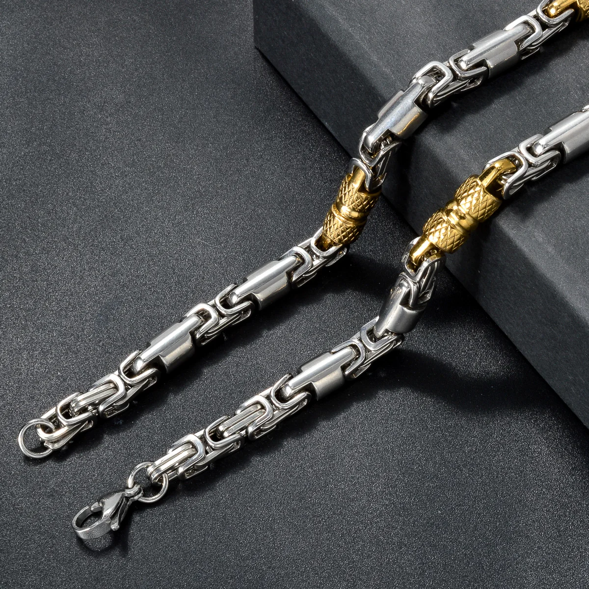 Neue männer und frauen Edelstahl Halsketten Geometrische Byzantinischen Ketten Retro Hip-hop Punk Party Schmuck Geschenke – Detail 4