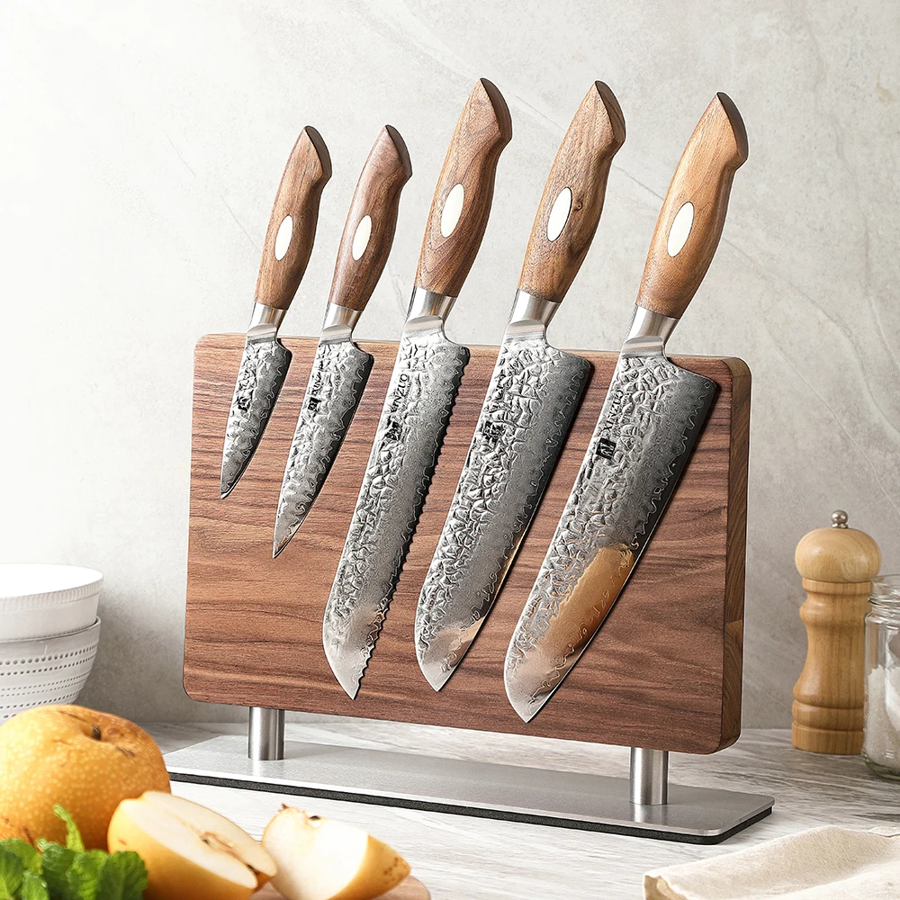 XINZUO Double Side Magnetic Quality Kitchen Knife Holder Walnut Solid Wood Superb Craftsmanship Professional Kitchen Accessories