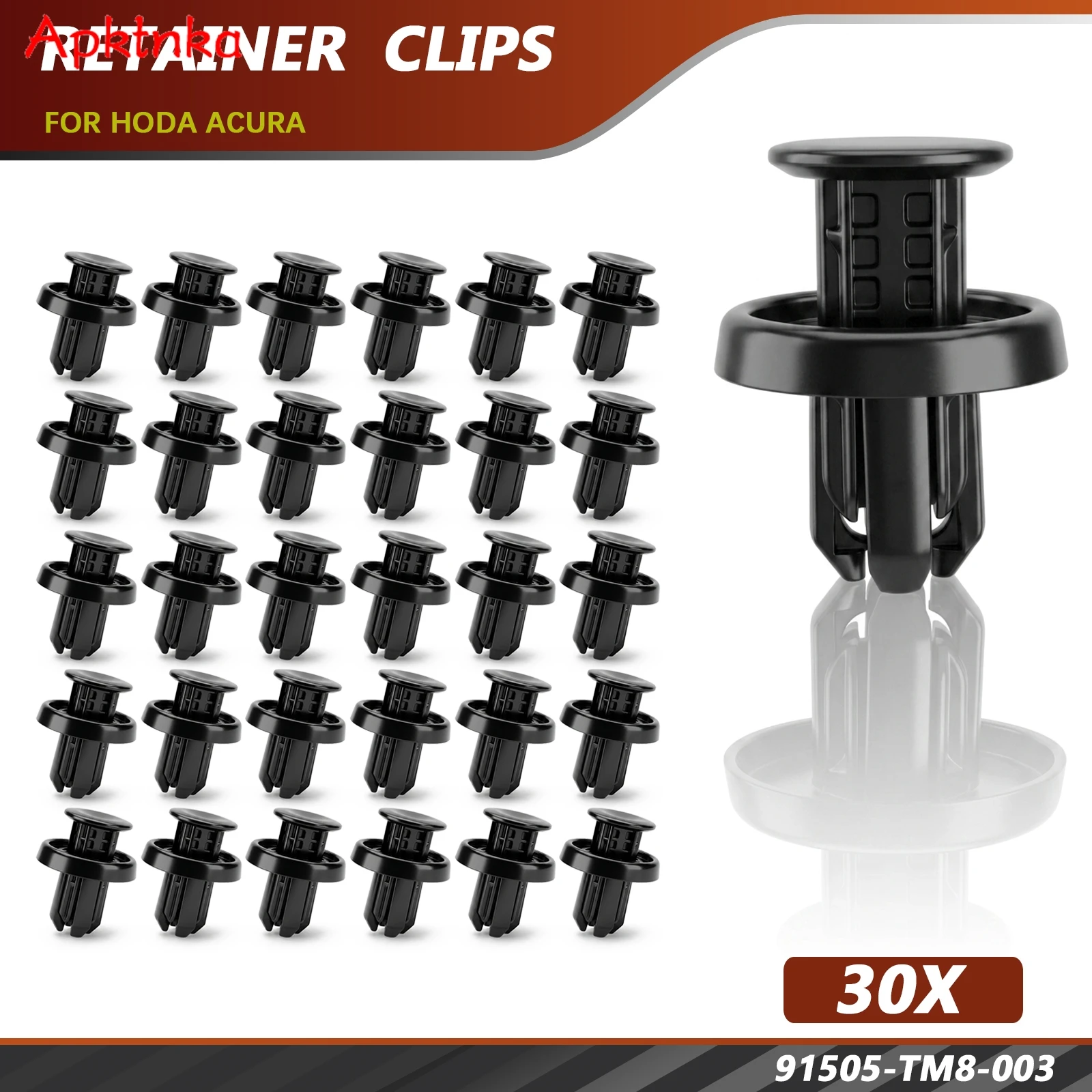30x 91505-TM8-003 Car Front Bumper Cover Fender Grille Wheel Arch Lining Under Splash Guard Push Pin Clips Fastener For Honda