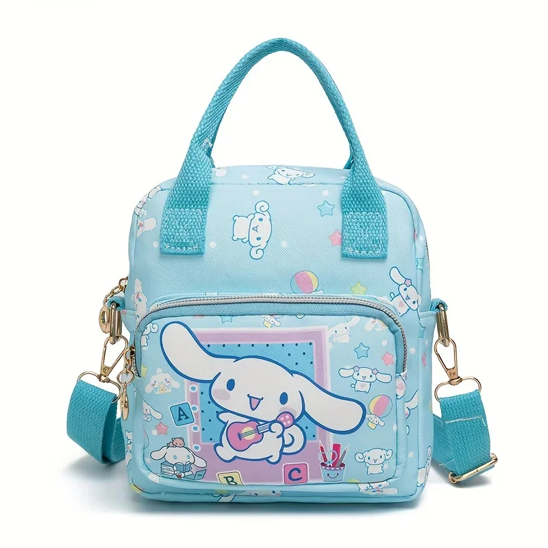 Kawaii Sanrio Pink Hello Kitty Leather Women's Messenger Bag Cartoon Kuromi Cinnamoroll Versatile Student Shoulder Crossbody
