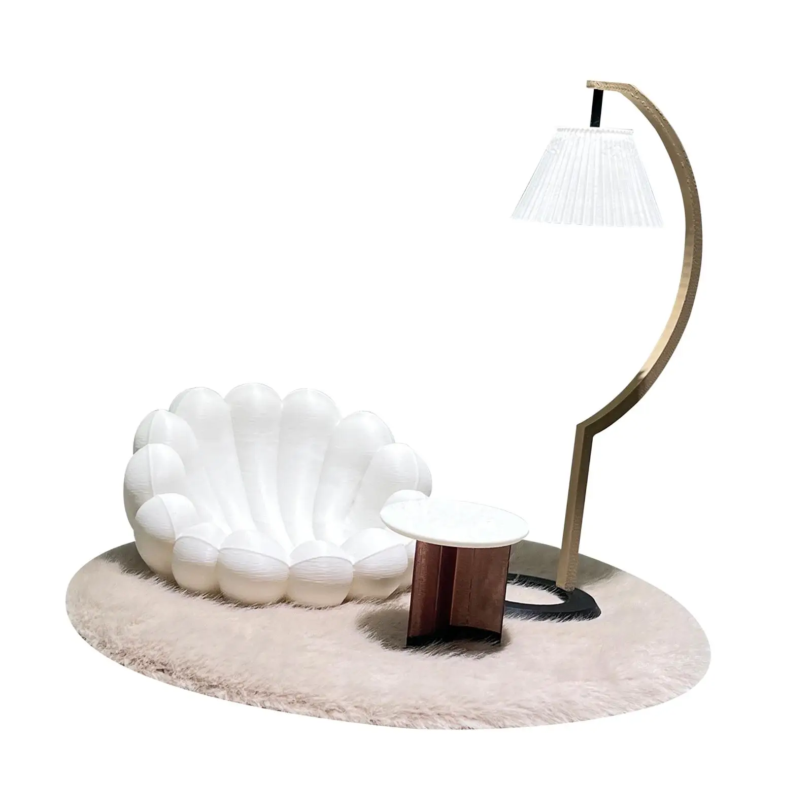 

1/12 Scale Dollhouse Furniture Set Mini Miniature Landscape Doll House Decor Creative Sofa Floor Lamp Coffee Table and Carpet