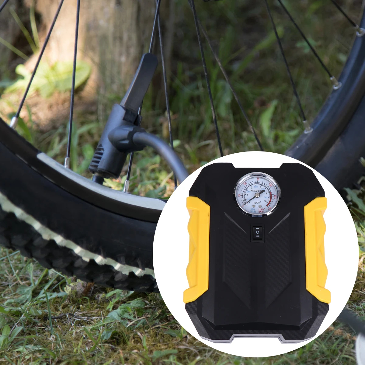

Portable Air Compressor for Car Tires Bike Inflator Digital Display LED Light Pressure Gauge Automatic Stop Tire Accessories