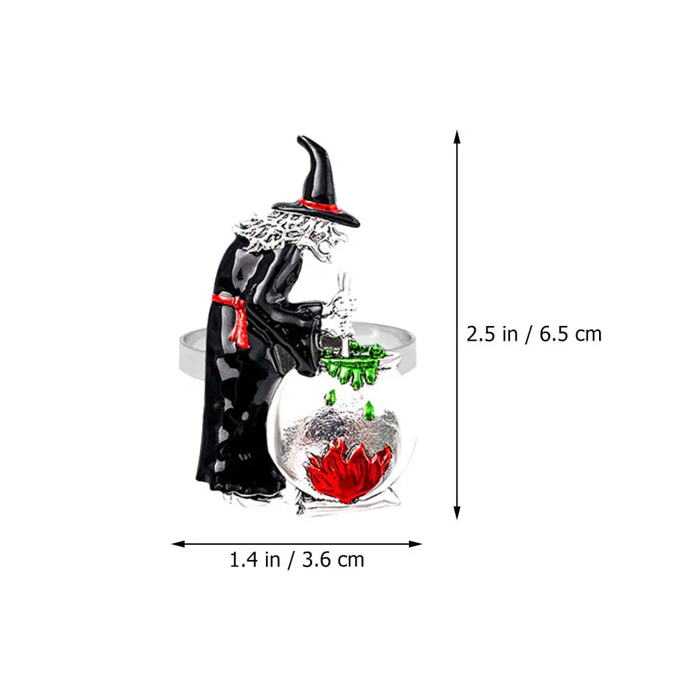 4pcs Halloween Witch Rings Metal Napkin Ring Decorative Table Centerpiece For Party Banquet Halloween Table Adornments Witch