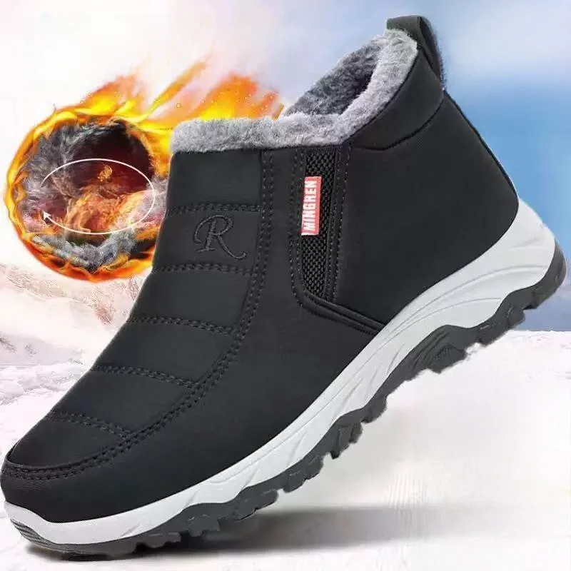 

Thiened Winter Cotton oes Мужские и женские ботинки без шнуровки Нескользящие теплые дышащие ботинки с круглым носком на низком каблуке Традиционный Пекинский кл...