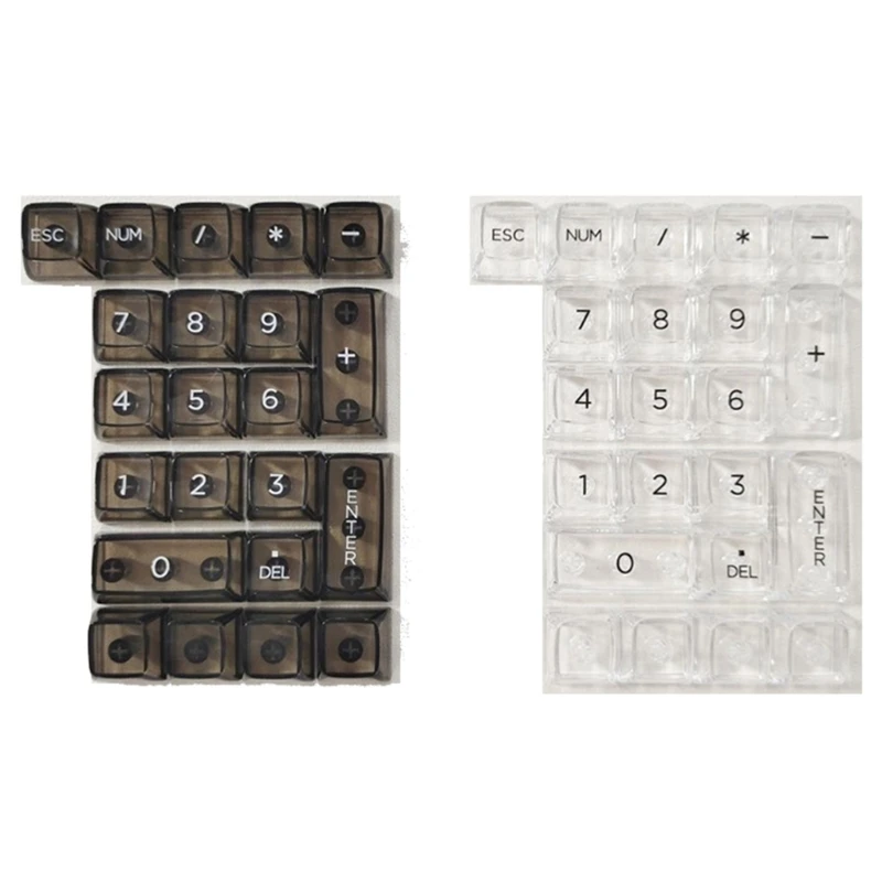 DN59 Improve Keyboard Aesthetics 22Key Transparent Ice Crystal Keycaps for Numeric Keypads Convenient Keycaps Crystal Shine