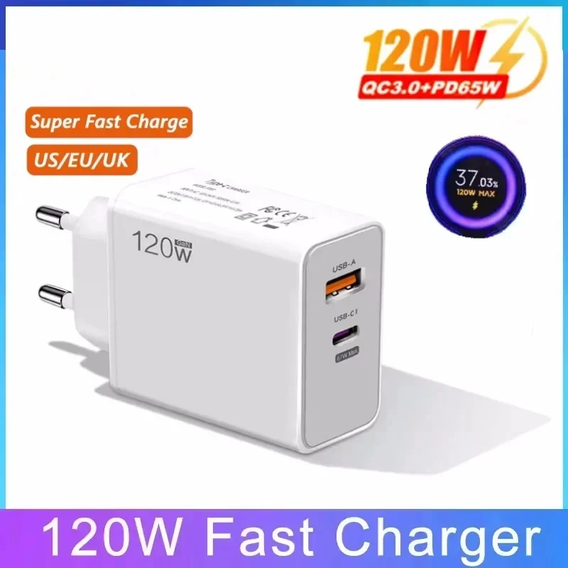 120 واط شاحن توربو شحن سريع الاتحاد الأوروبي الولايات المتحدة المملكة المتحدة جدار Hypercharge محول USB 6A نوع C كابل ل Xiaomi 13 12 11 الترا ريدمي