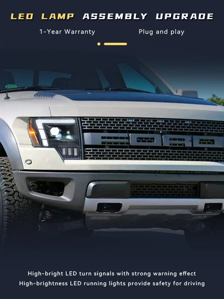

Car Lamp For Ford Raptor F150 F-150 2008-2014 Front Lights LED Turn DRL Headlight HID Projector Lens Refit Auto Tool Accessories