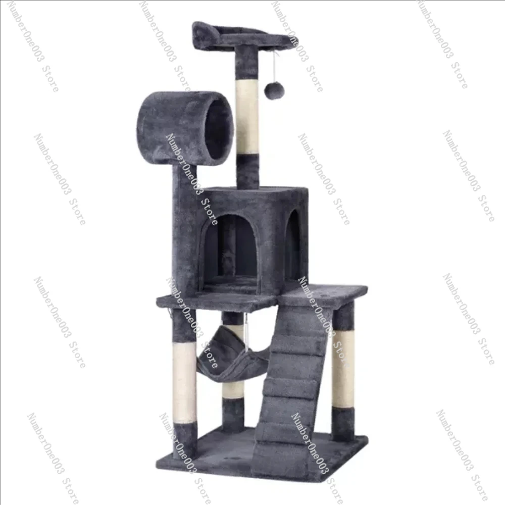 Cat Tree with Hammock and Scratching Post Tower, Dark Gray House Cat Toys Tower