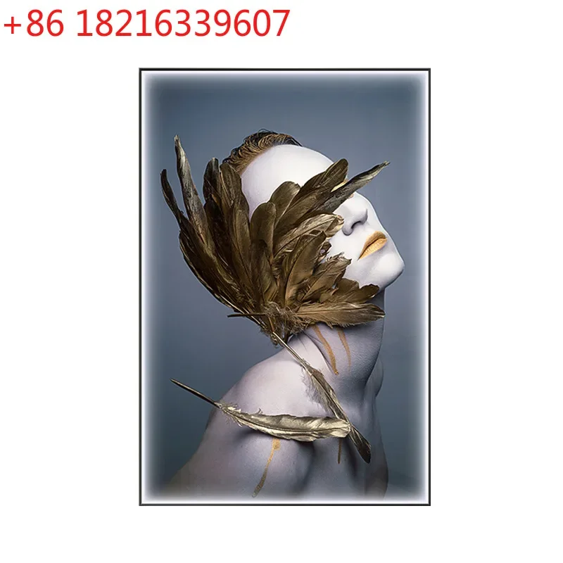 Light luxury living room decorative painting beautiful woman led lighting painting hallway corridor hanging painting