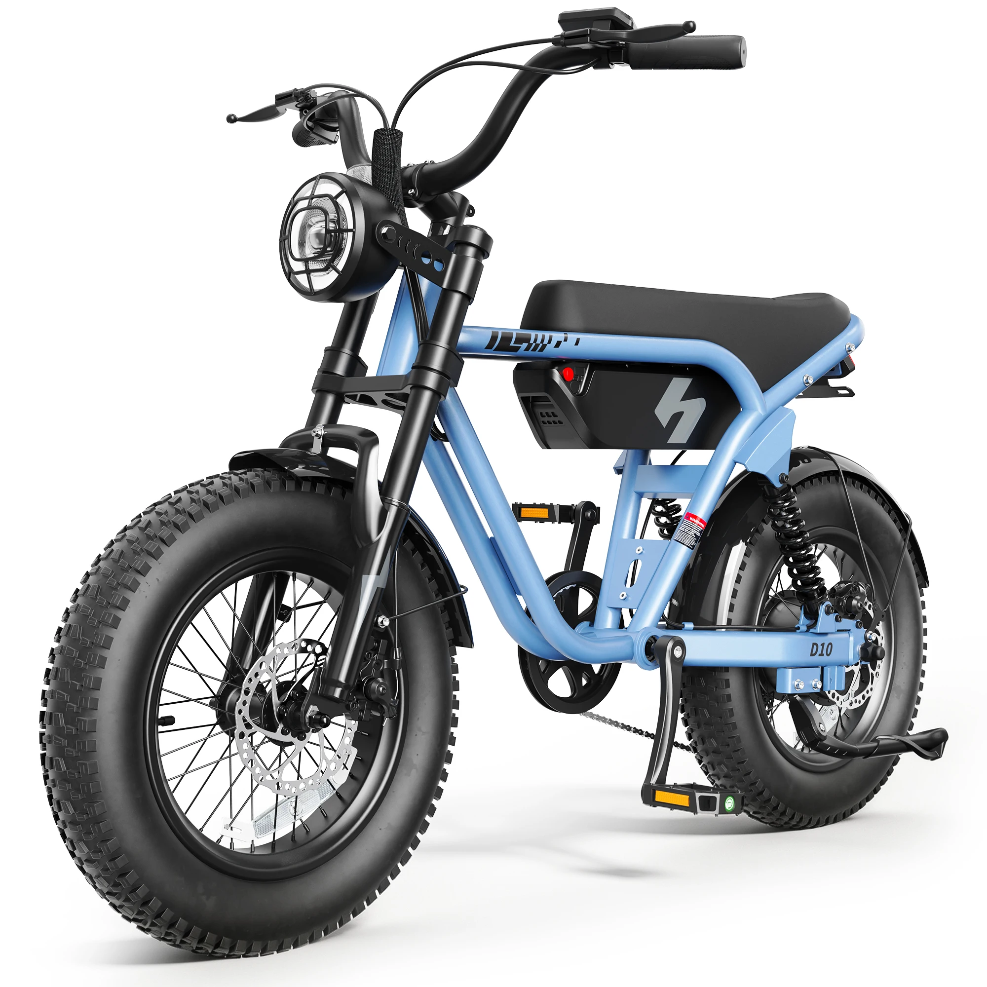 Hopepeak D10 Electric Bike, 16" Fat Tires Electric Mountain Bike, 1500W Peak Motor 48V 13Ah, 25 MPH 60Mi Range Off-Road Ebike with Full Suspension image 2