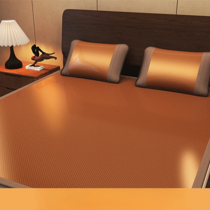 Three-piece Set Summer Rattan Mat, Thick Ice Silk Mat, Foldable Mat, Household Mugwort Rattan Mat, Rattan Mat