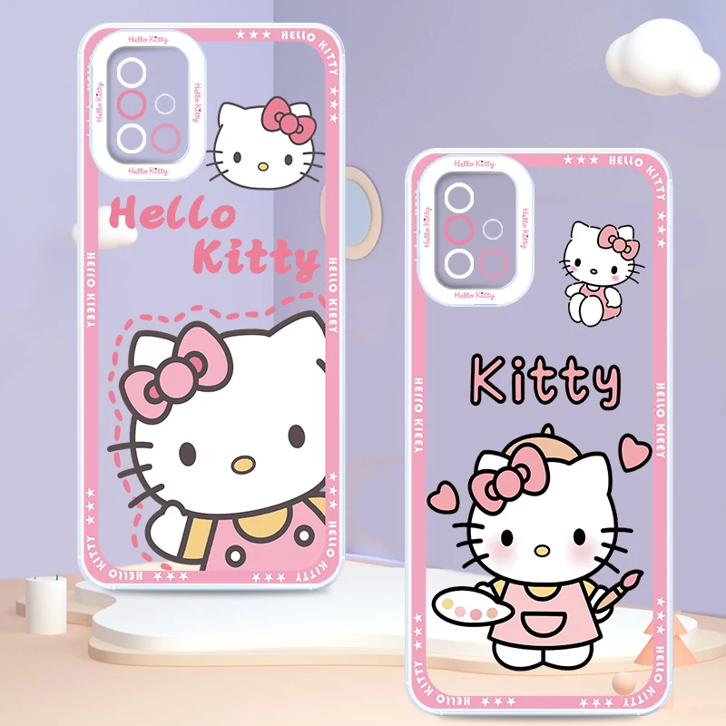 Hello Kitty Anime Pink For Samsung A53 A52 A13 A12 A32 A71 A33 A73 A72 A51 A23 A21S A50 5G Angel Eyes Transparent Phone Case