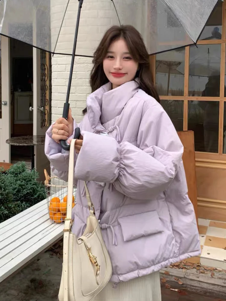 

Фиолетовая женская пуховая куртка Зима 2025: Новинка, популярная модель, зимнее пальто с пуговицами, теплая, модная, прямого кроя, из полиэфирного волокна