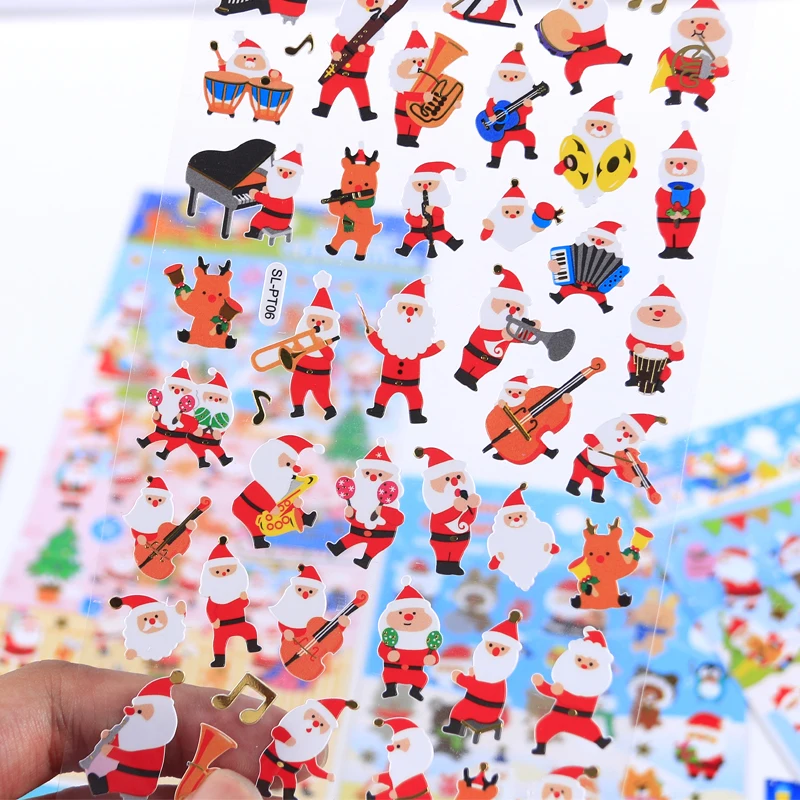 4 pcs Merry Christmas Golding Christmas Special Adhesive Stickers Scrapbooking DIY Journaling Diary Cute Stationery Stickers