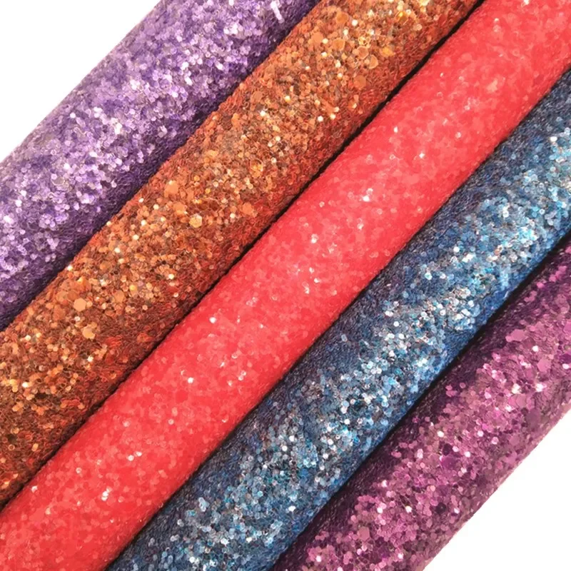 Crystal MATT Chunky Glitter Leather Faux Fabric Vinyl with Twill Backing Glitter Sheets for Bows Earrings 21X29CM MB556