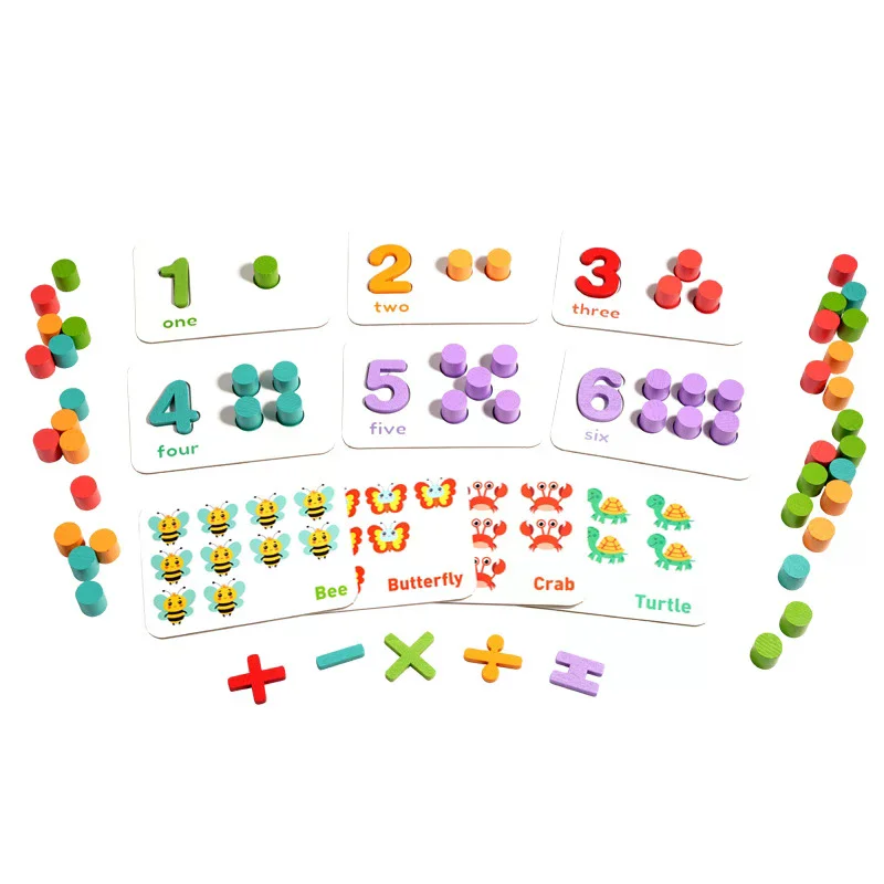 Juego de juguetes matemáticos aritméticos Montessori, juguetes Montessori de madera para niños pequeños para 2 3 4 5 6 años, juego de combinación cognitiva de números