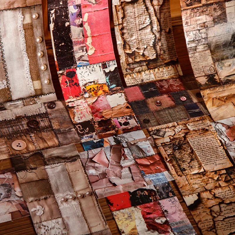 

Mr. Paper Retro Washi Tape, 1 roll, tattered cloth, printed tape, household ledger, mobile phone DIY decoration gift for friends