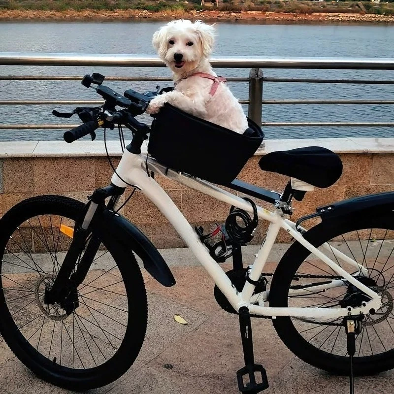 Mountain Biking With Dog - Foldable Bicycle Dog Basket,Pet Bike Carrier