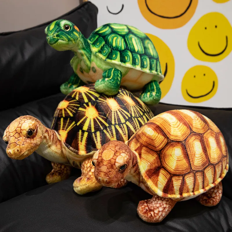 Hot Tortoise Doll Cute Stuffed Simulation Animal Green Eared Slider Radiant Patterned Turtle Plush Toy for Kids Girls Gifts Deco