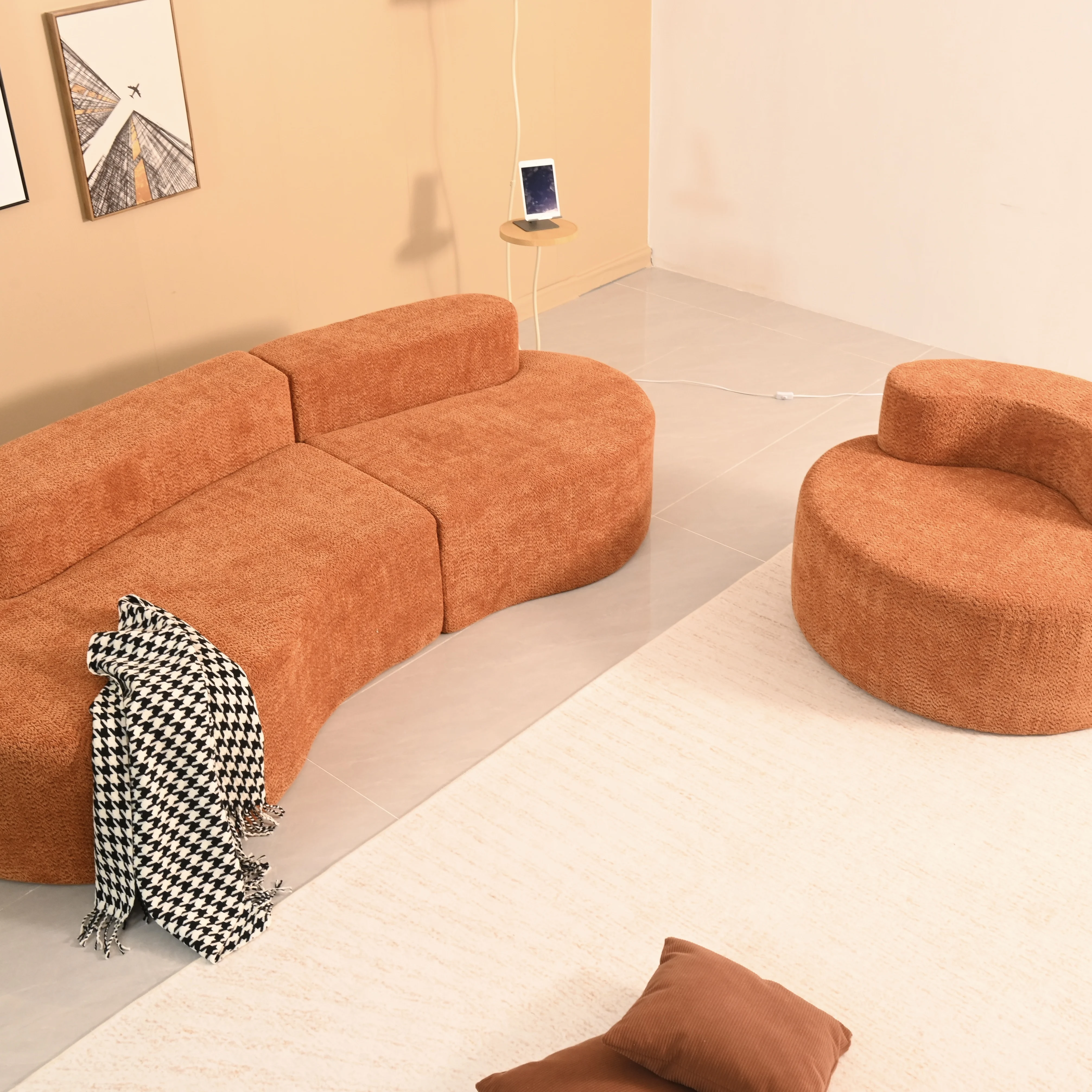 Sofa Velvet Fabric Living Room Sofa Set Furniture Compressed Foam Vacuum-sealed Sofas