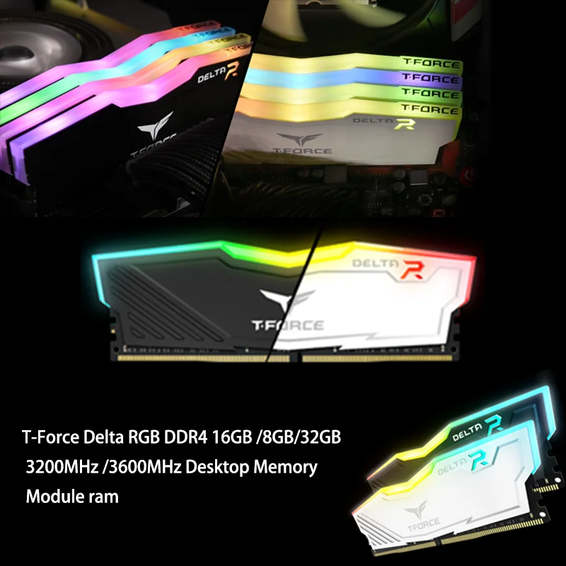 TEAMGROUP Delta RGB DDR4 8GB 16GB 32GB 3000 3200 3600MHz Desktop Gaming Memory Module Ram White/Black/TUF