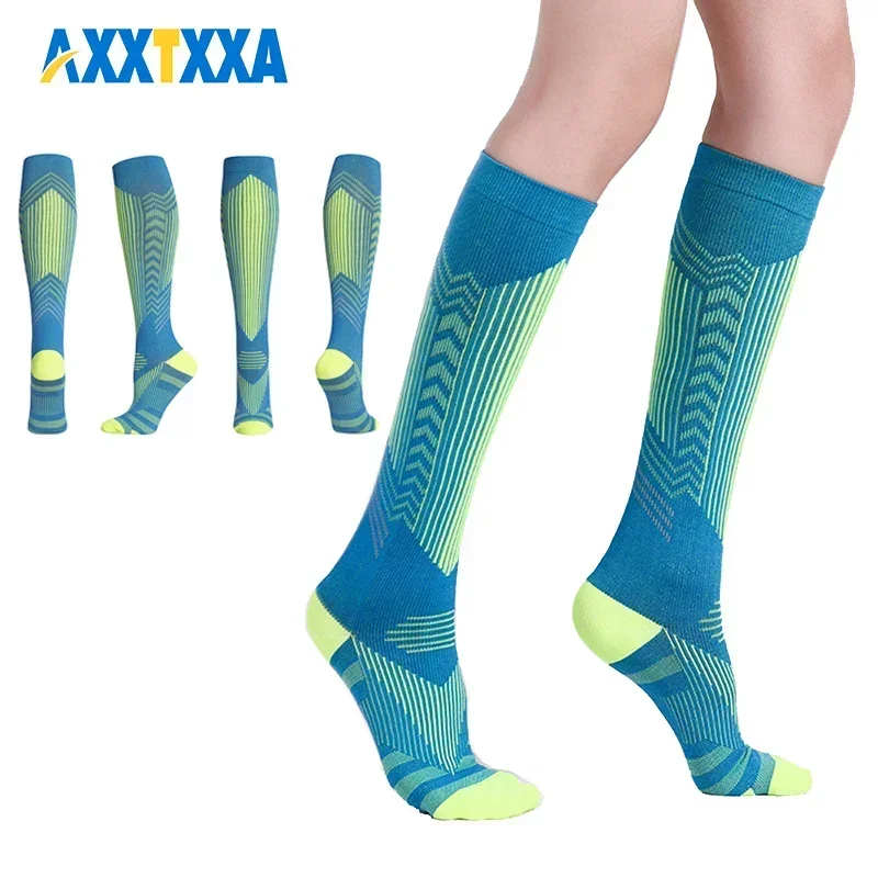 AXXTXXA 1 Pair Compression Socks for Women and Men Circulation-Best Support for Running, Athletic, Nursing, Travel